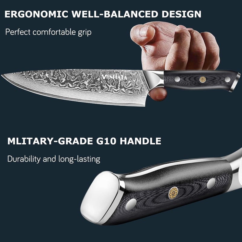 MOSFiATA Chef Knife 8 Inch, Damascus Kitchen Knife,Ultra Sharp Chef's Knives with 67-Layer Damascus Steel VG-10 Blade,Knife Sharpener Rod Gift Box - Image 4
